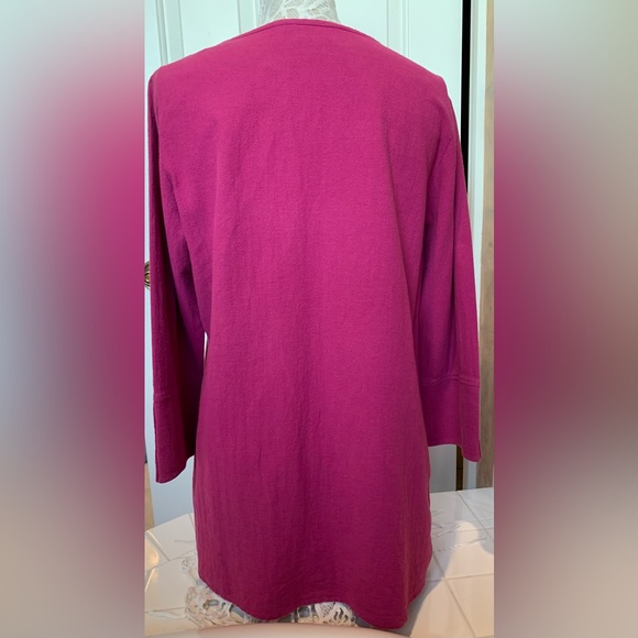 Soft Surroundings Women's Pink Asymmetrical Tunic size M mother-of-pearl button - Picture 3 of 12